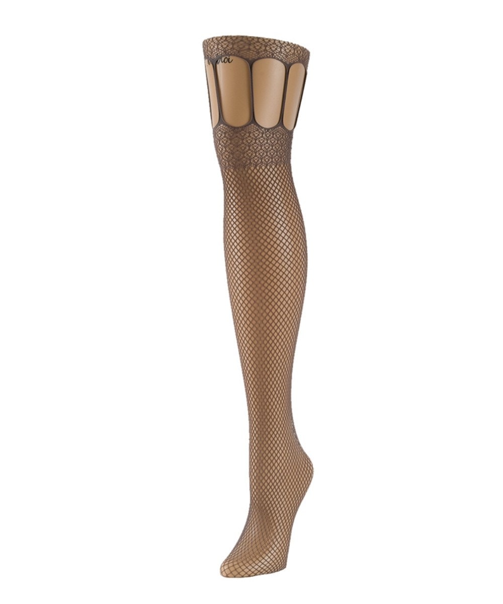 MS2-155-02001-M-L Peek A Boo Thigh Tights for Womens, Cloud Burst - Medium-Large
