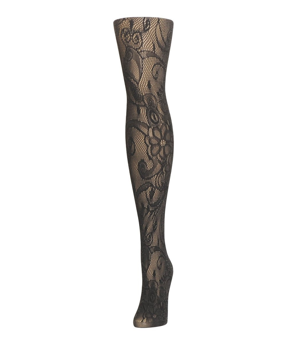 Picture of Memoi MS3-152-06015-S-M Botanic Scene Net Tights for Womens, Two Tone Gray - Small-Medium