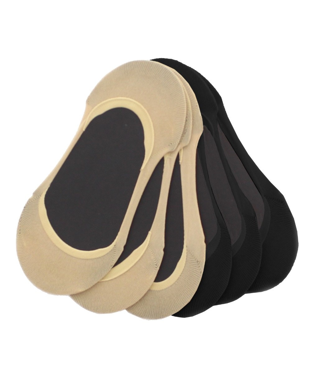 MP027-99860-OS Opaque Seamless Shoe Liners for Womens, Nude & Black - One Size - Pack of 6