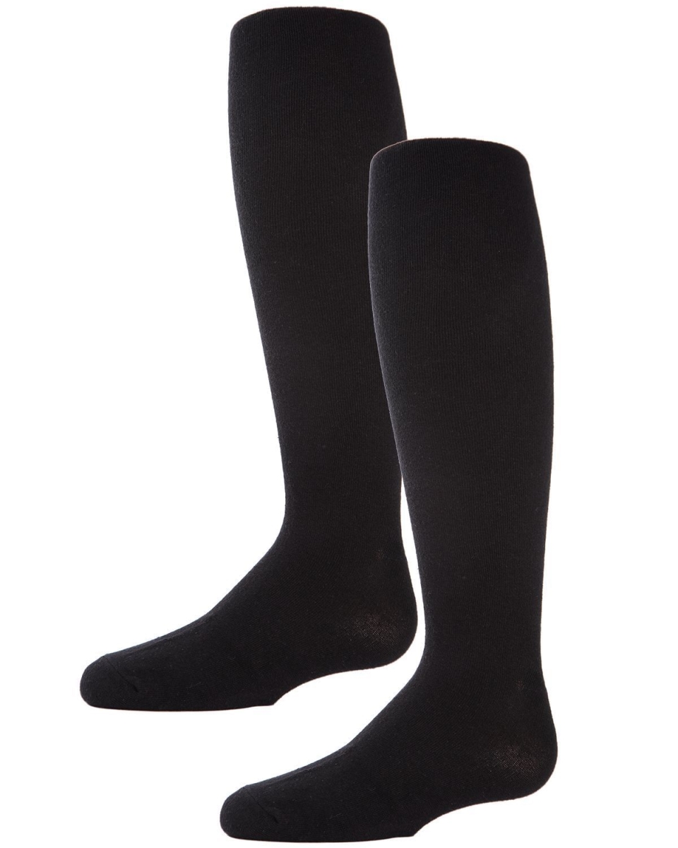 Girls Essentials Cotton Tights - Black - Size 2 - Pack of 2