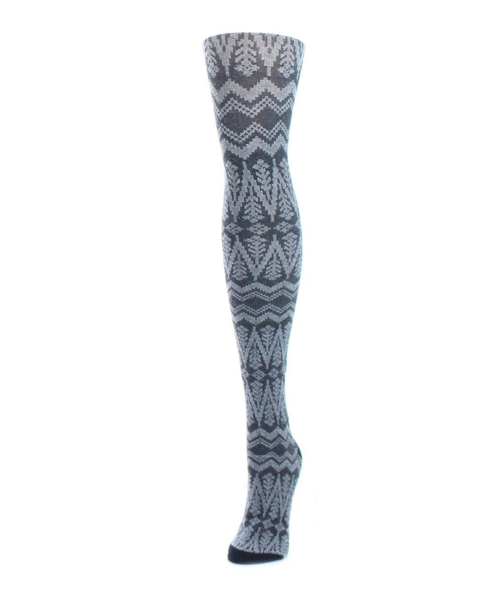 MF5-100-00001-S-M Tree Zag Sweater Tights for Womens, Black - Small-Medium