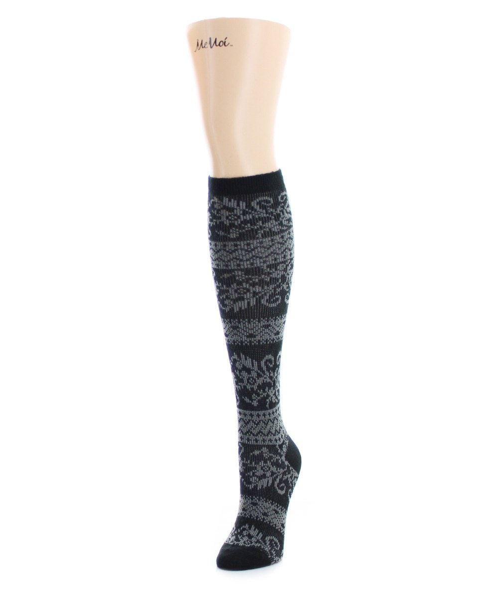 MF5-716-00001-OS Compu Garden Knee High Sock for Womens, Black - One Size