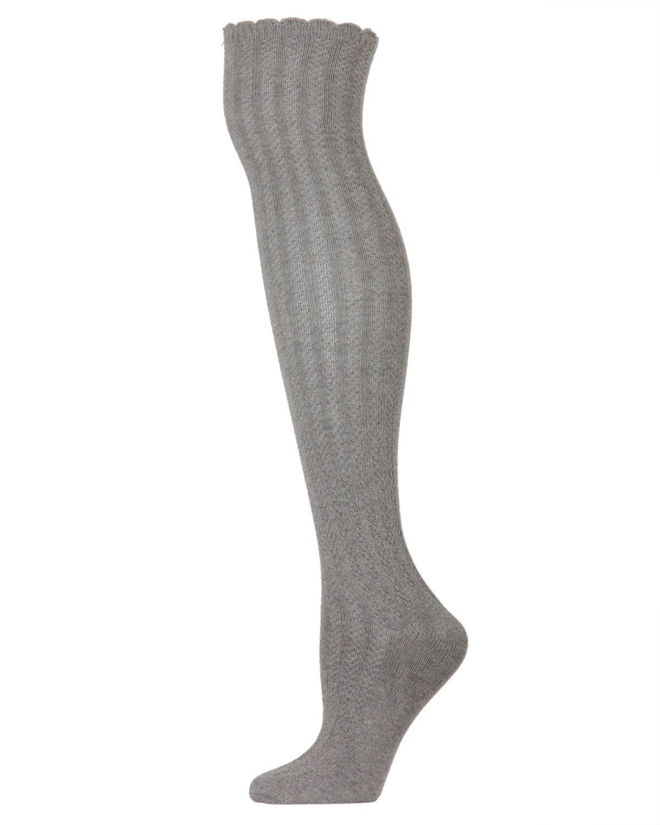 MF5-829-03003-OS Linear Twist Over the Knee Warm Socks for Womens, Medium Gray Heather - One Size