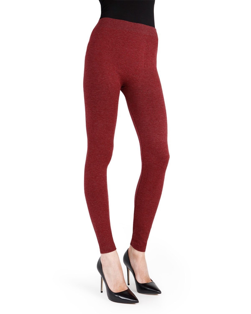 MLB-009-60122-S-M Scintilla Shiny Seamless Leggings for Womens, Burgundy - Small-Medium