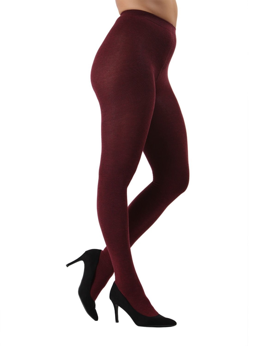 Brooklyn Flat Knit Sweater Tights for Womens - Burgundy Heather - Medium-Large