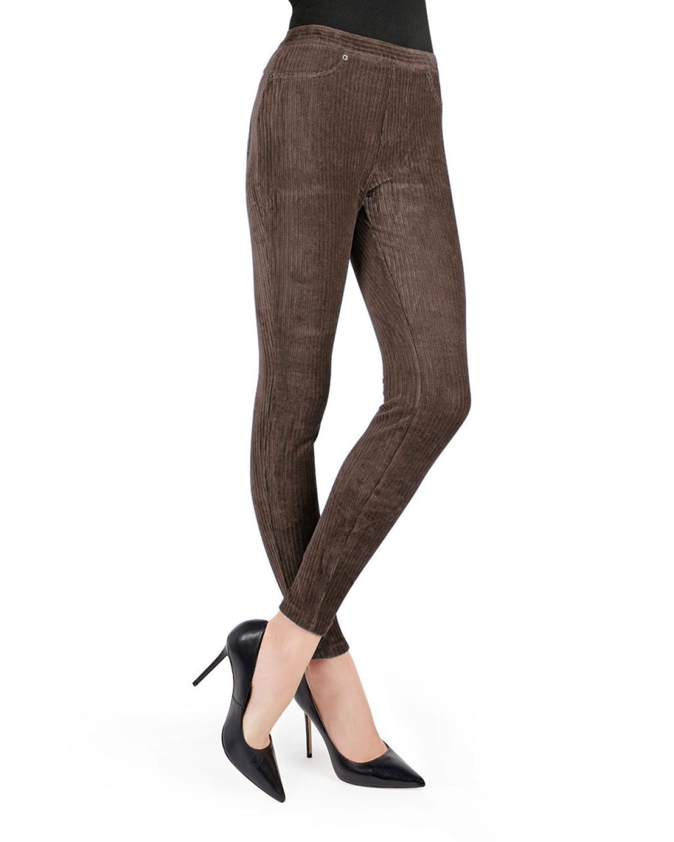 MQ-010-20112-M-L Wide-rib Stretch Corduroy Leggings for Womens, Java - Medium-Large