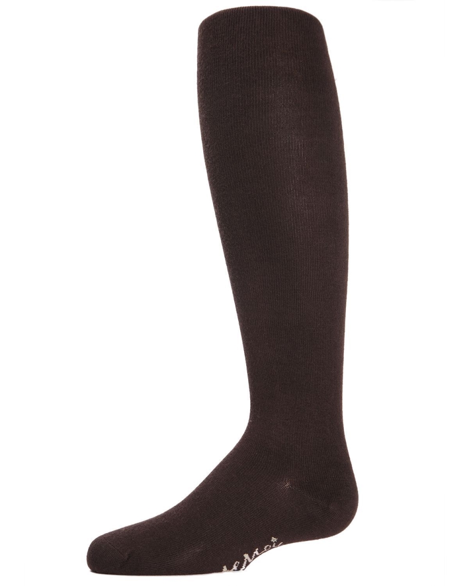 Flat Knit Cotton Tights for Girls Brown - Size 12