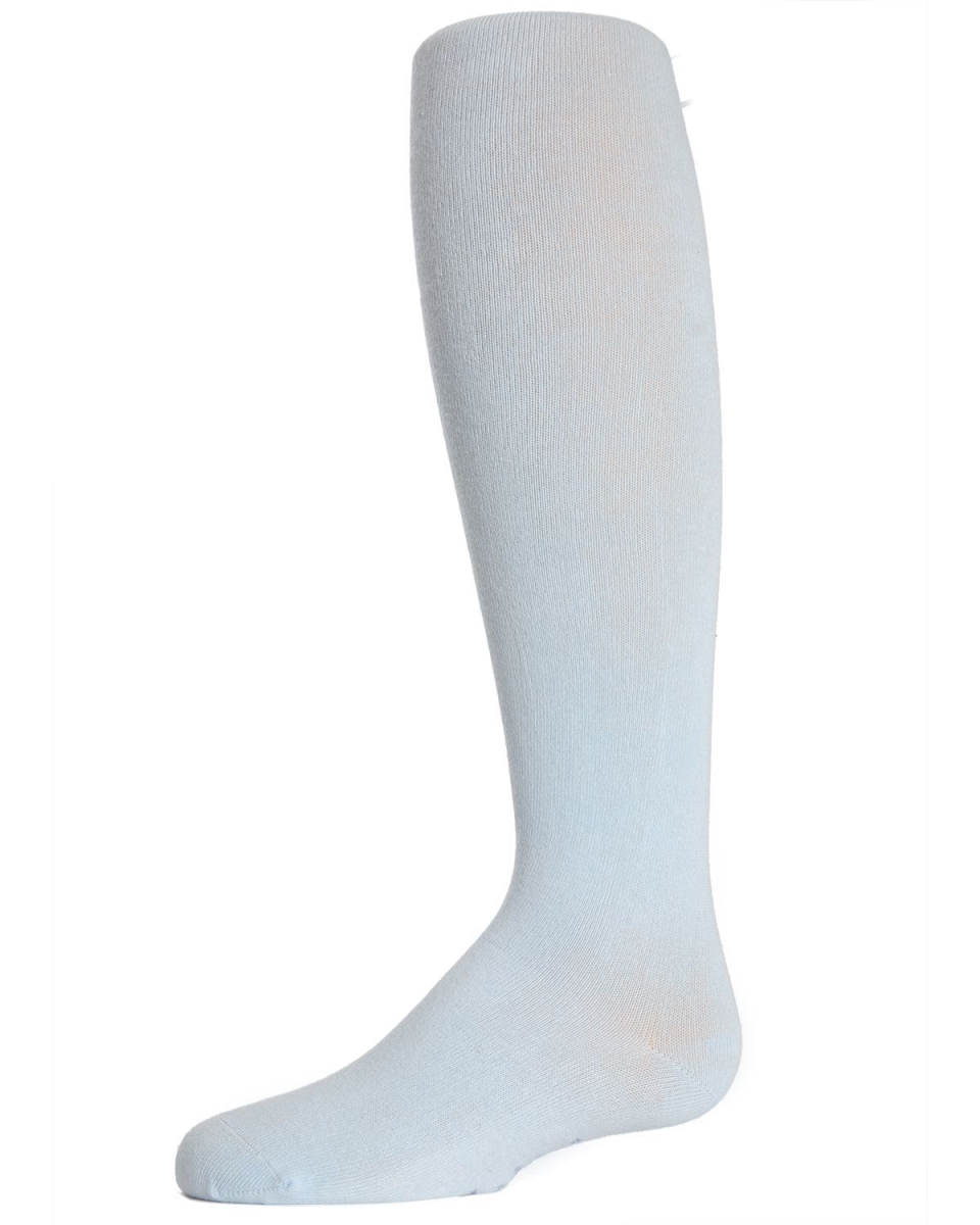 Girls Ultra-Soft Opaque Cotton-Rich Mini-Ribbed Sweater Tights - Light Blue / 2