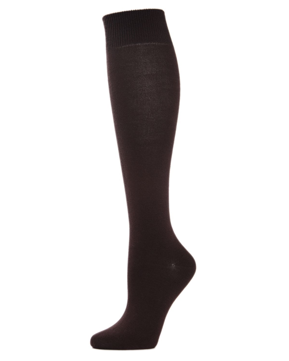 ML-515-20207-OS Bamboo Blend Solid Knit Knee High Socks for Womens, Espresso - One Size