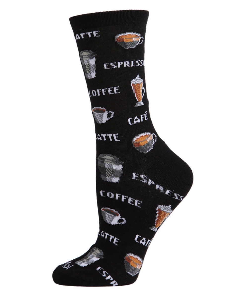MCV05736-00001-9-11 Coffee Bamboo Blend Crew Socks for Womens, Black - Size 9-11