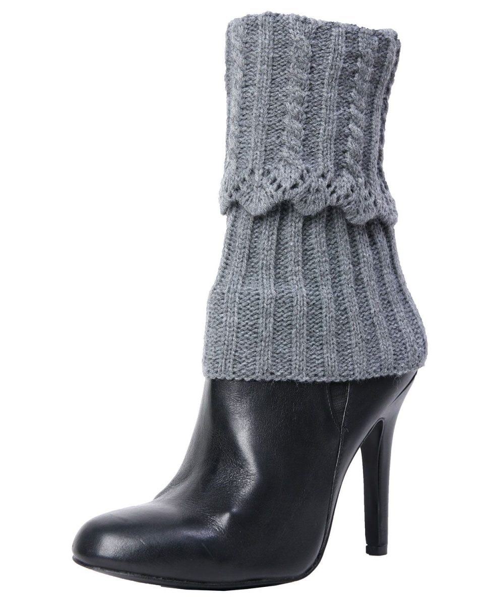Picture of Memoi MF7-5049-03003-OS Donner Scalloped Rib Boot Topper for Womens&#44; Medium Gray Heather - One Size