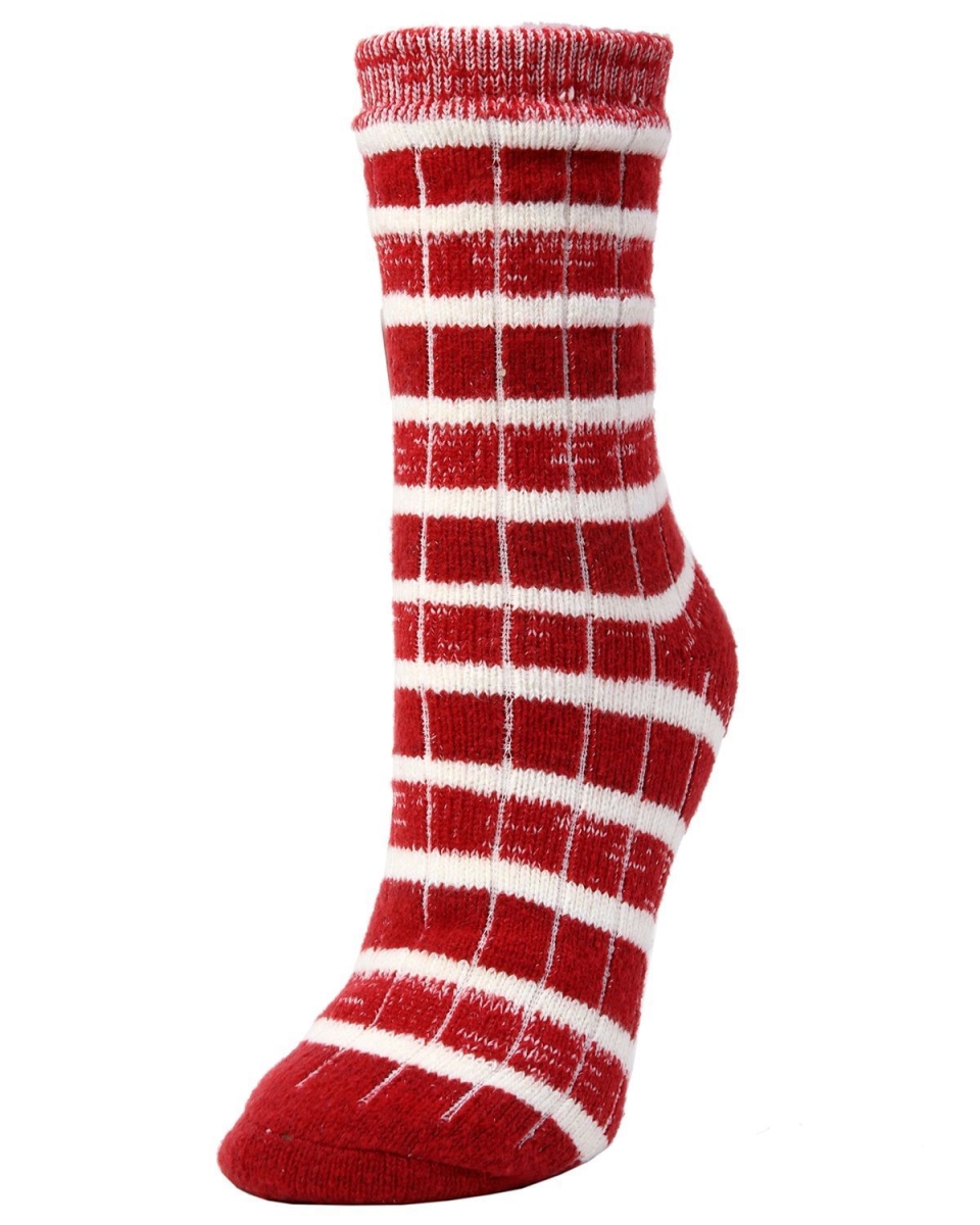 MF7-6351-62100-OS Fireside Dual Layer Buttersoft Crew Sock for Womens, Biking Red - One Size