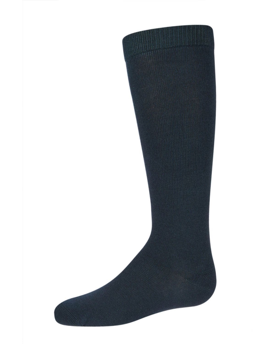 Girls Ribbed Classic Cotton-Rich Solid-Color Knee High Sock - Dark Hunter / 10