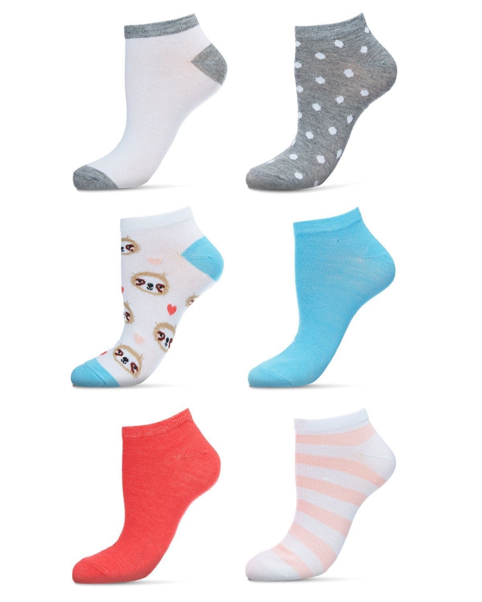 JLF06305-96077-9-11 Sloth Faces Low-Cut Socks for Womens, Assorted Color - Size 9-11 - Pack of 12