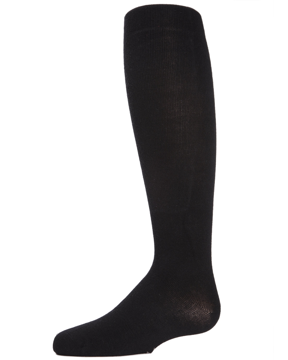 Baby and Toddler Girls Opaque Cotton-Rich Mini-Ribbed Sweater Tights - Black / 0-6