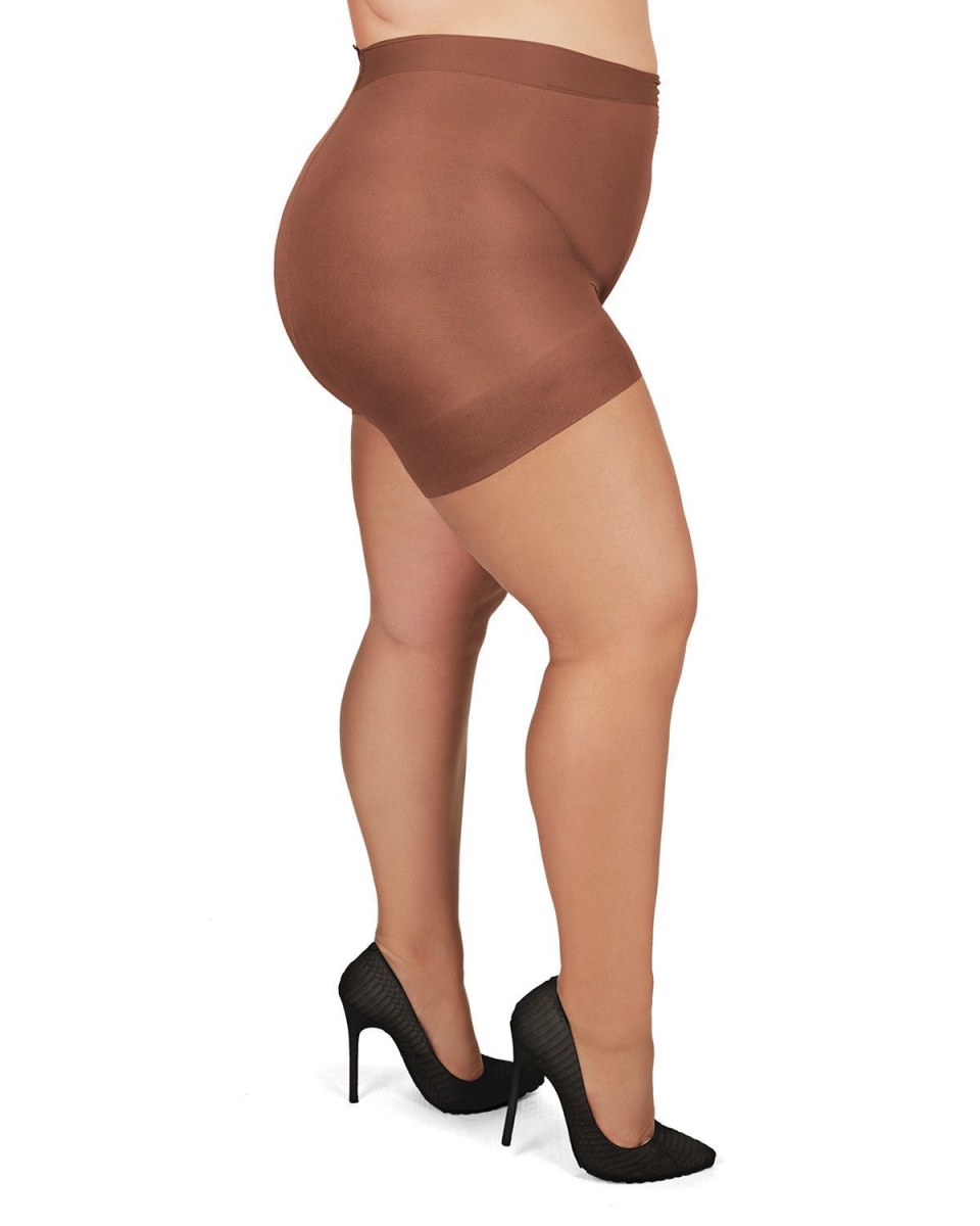 Plus Size Curvy Ultra Sheer Control Top Pantyhose for Womens - French Coffee - 7X