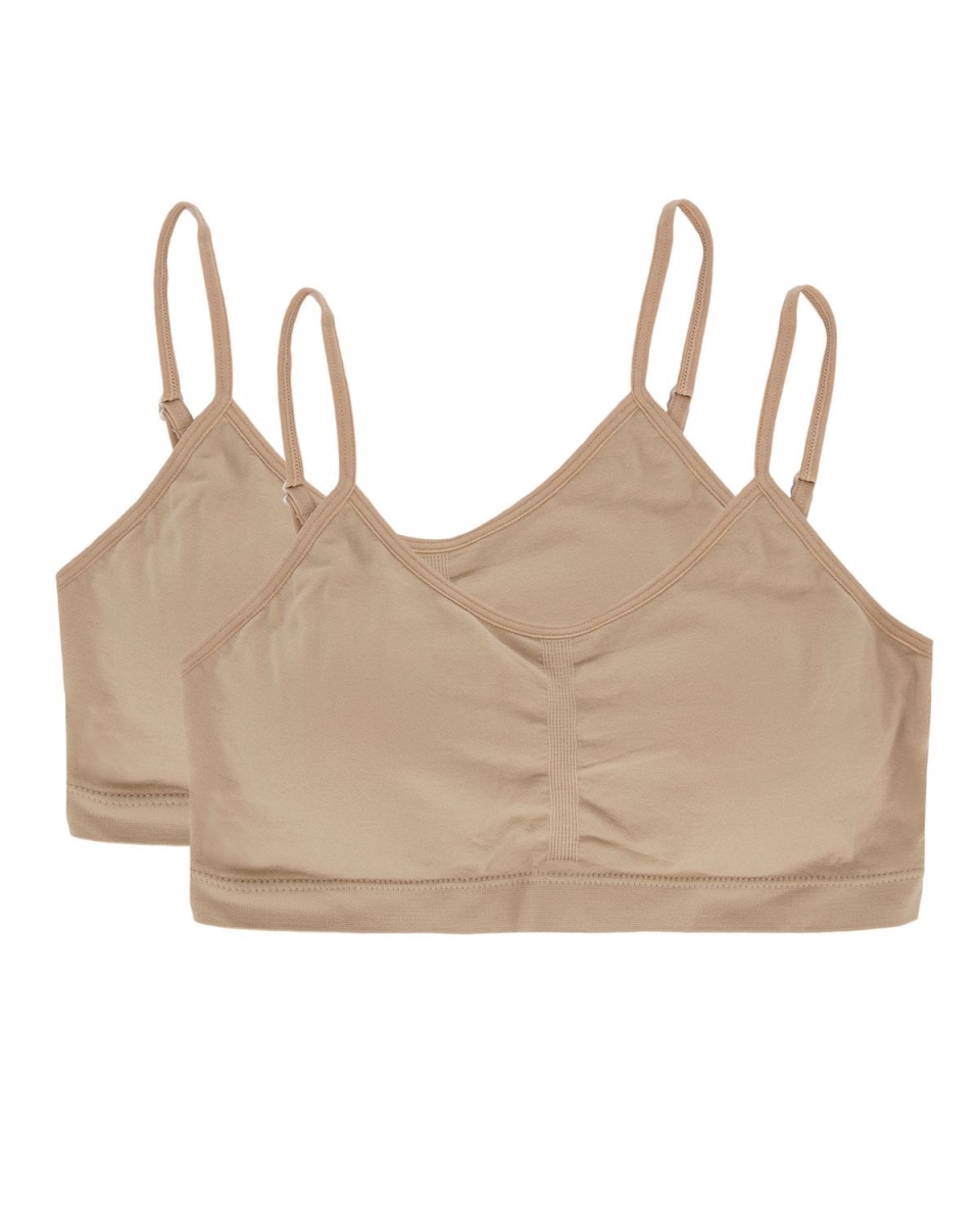 MJBS-3001-26001-L-14 Gathered Front Cup Training Bra for Womens, Beige - Large - 14 - Pack of 2