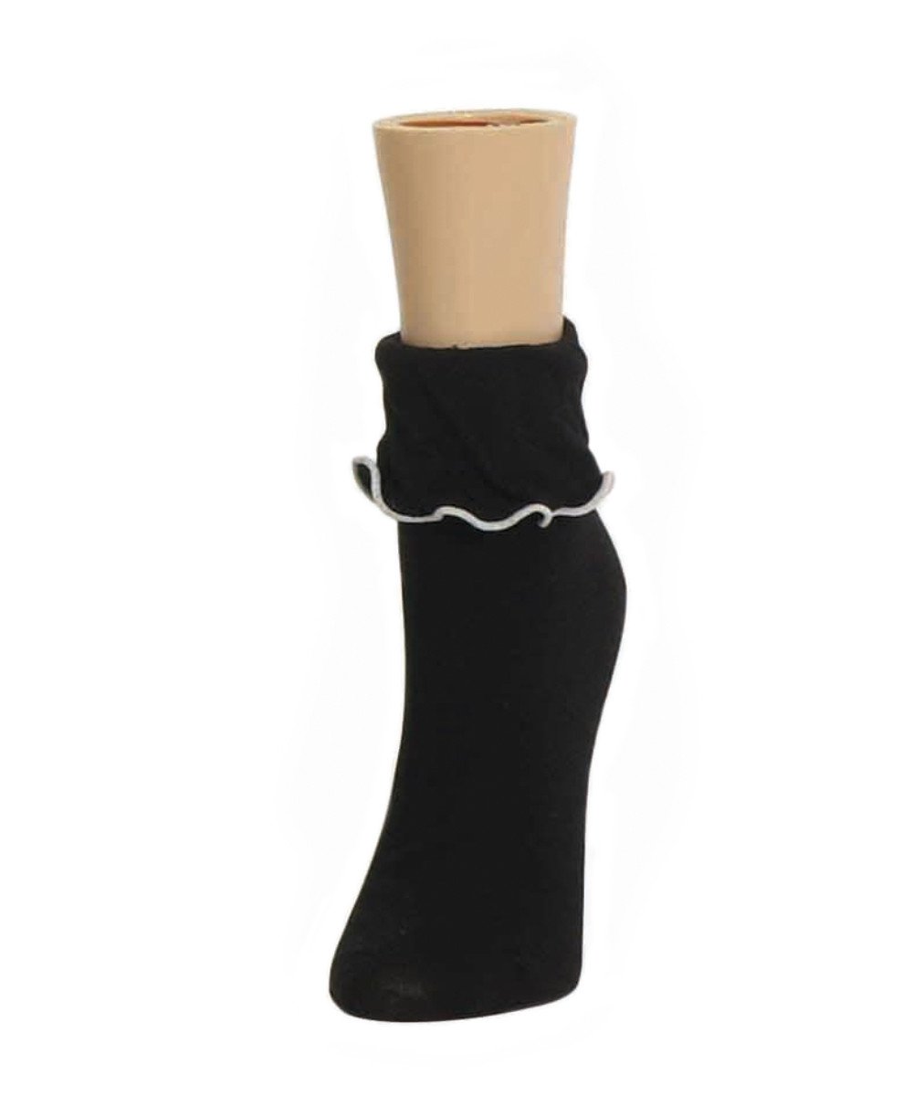 MS3-602-00001-OS Ruffle Bliss Womens Ankle Socks, Black - One Size