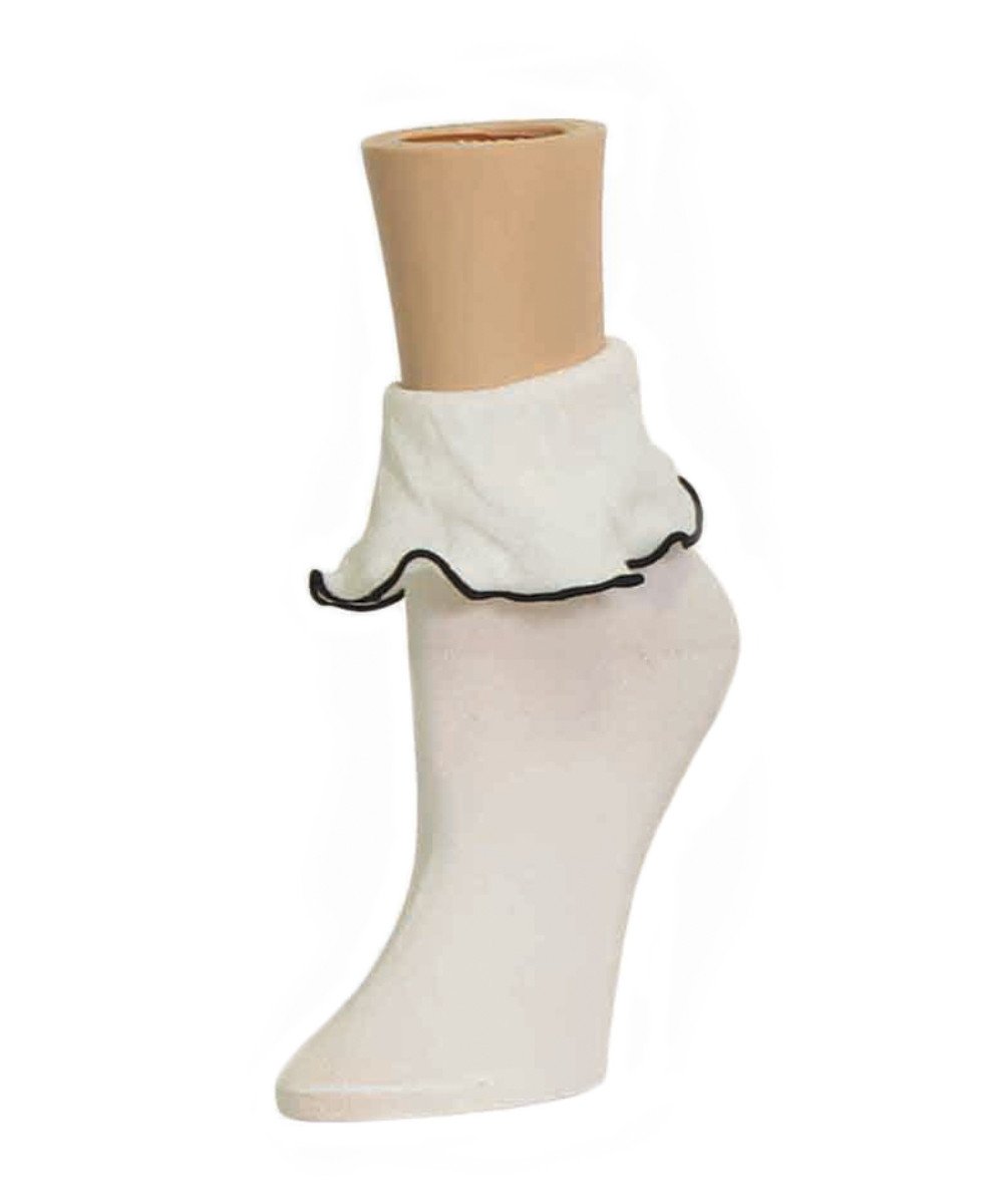 MS3-602-10103-OS Ruffle Bliss Womens Ankle Socks, White - One Size