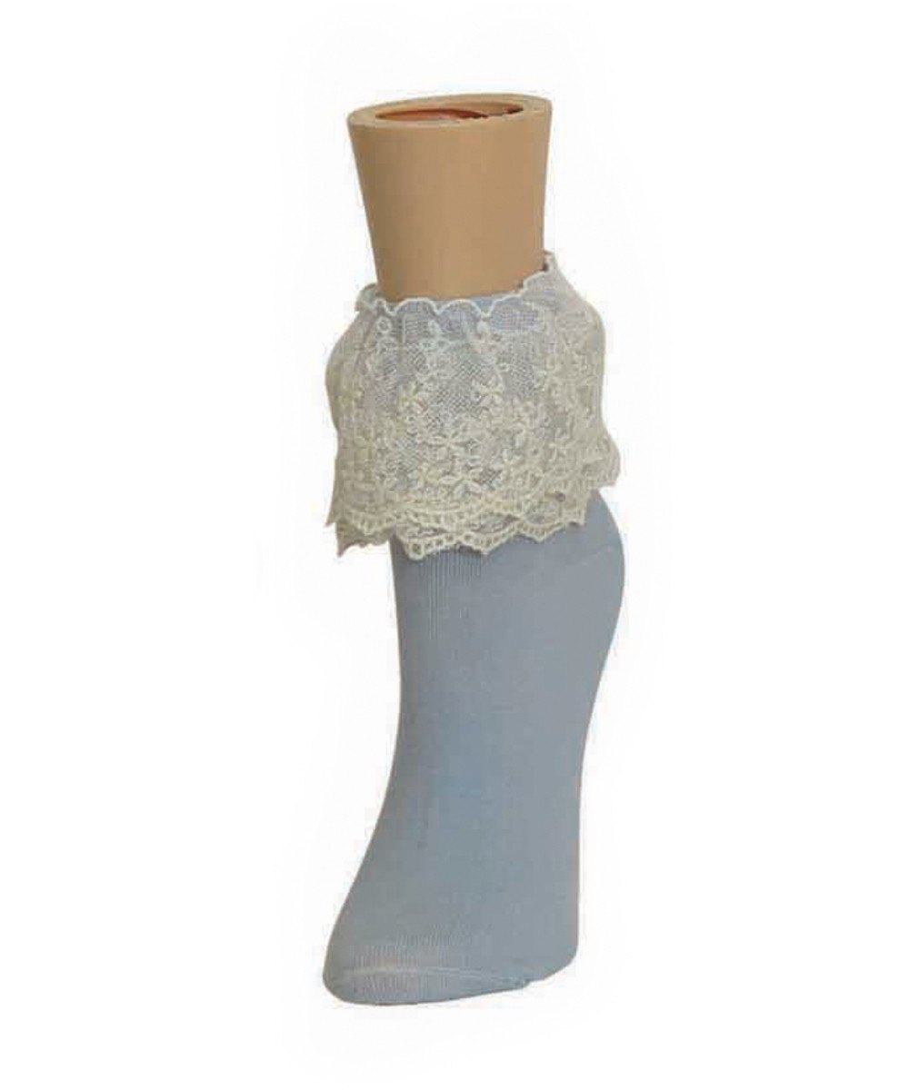 MS3-610-43002-OS Duo Lace Womens Ankle Socks, Blue Fog - One Size -  Memoi