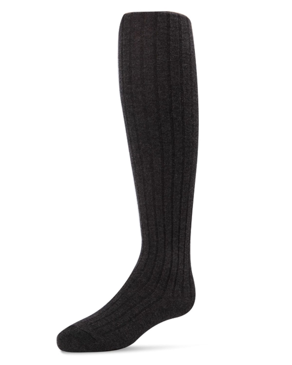Ribbed Cotton Blend Basic Non-Binding Infant Tights - Black / 0-6