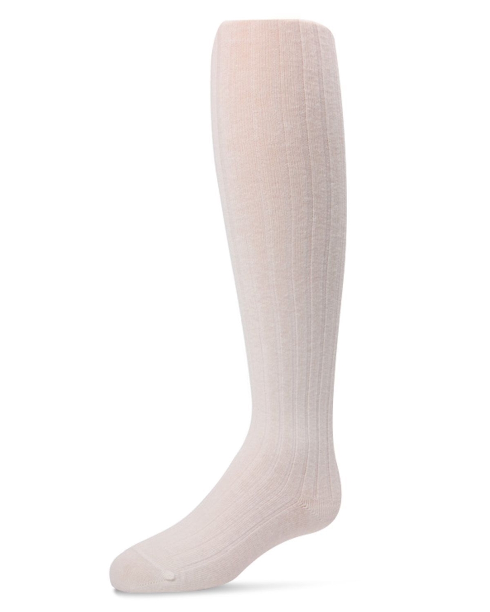 Ribbed Cotton Blend Basic Non-Binding Infant Tights - Cream / 0-6