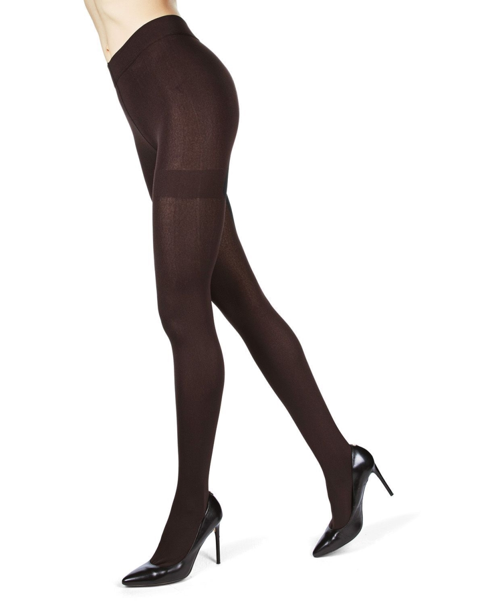 MO-340-20800-M-L Plush Lined Winter Tights for Womens, Chocolate - Medium-Large