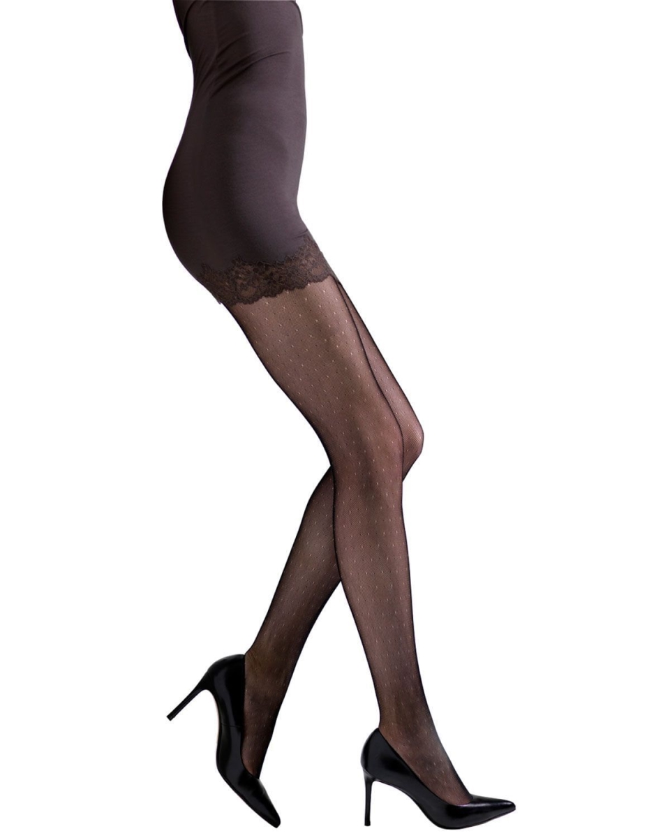 Bristles Shine Net Tights for Womens - Black - Extra Large