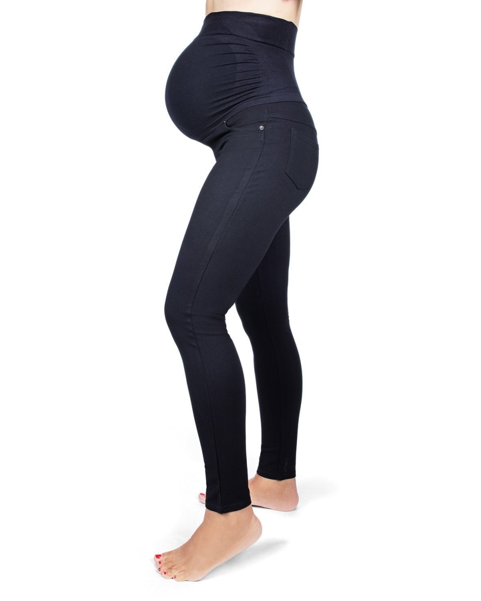 Women's Maternity Rayon-Blend Ponte Comfort-Stretch Support Leggings - Black / Large