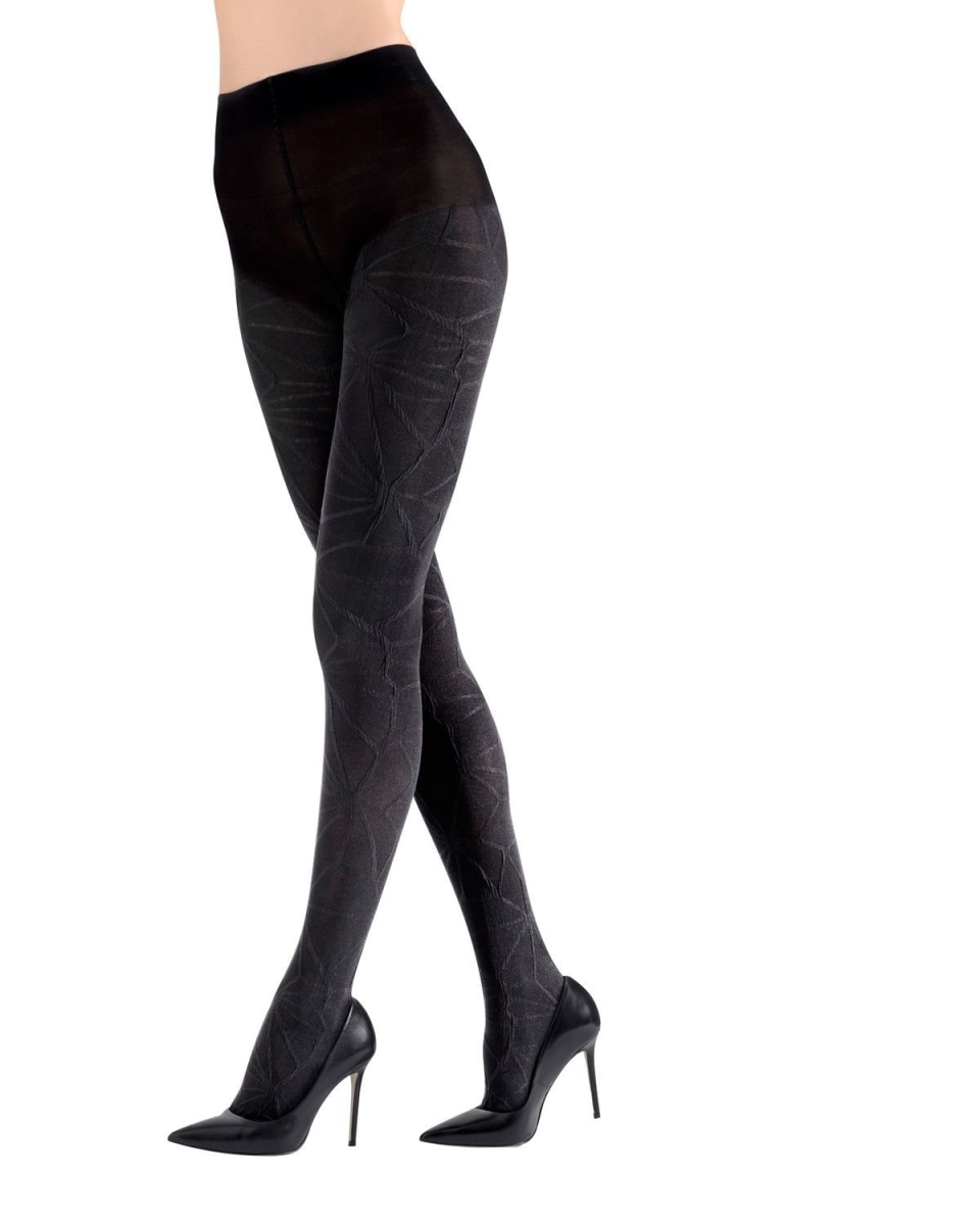 NTF7-196-00001-S-M  Entice Textured Opaque Womens Tights, Black - Small-Medium