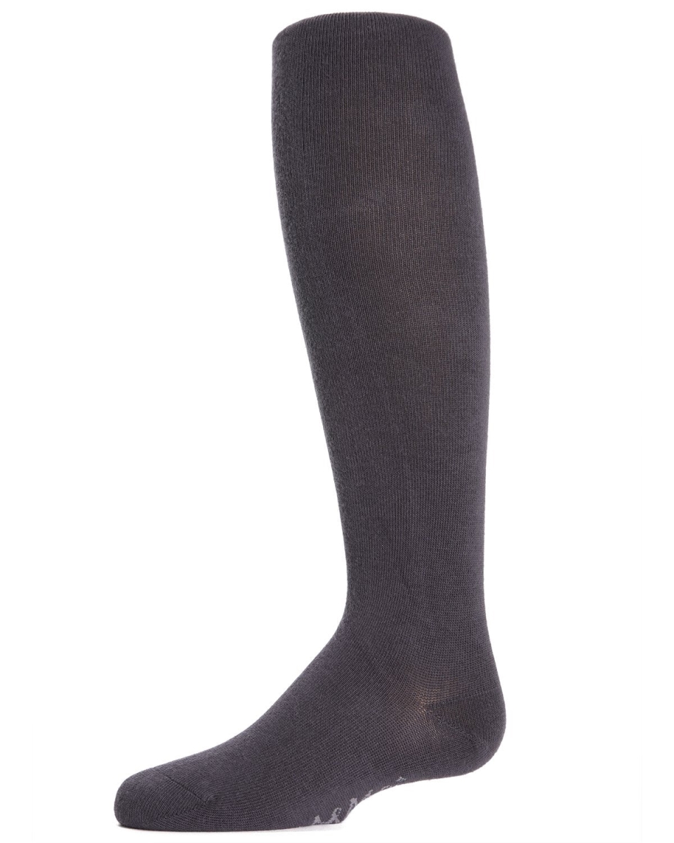 Baby and Toddler Girls Opaque Cotton-Rich Mini-Ribbed Sweater Tights - Charcoal / 12-18