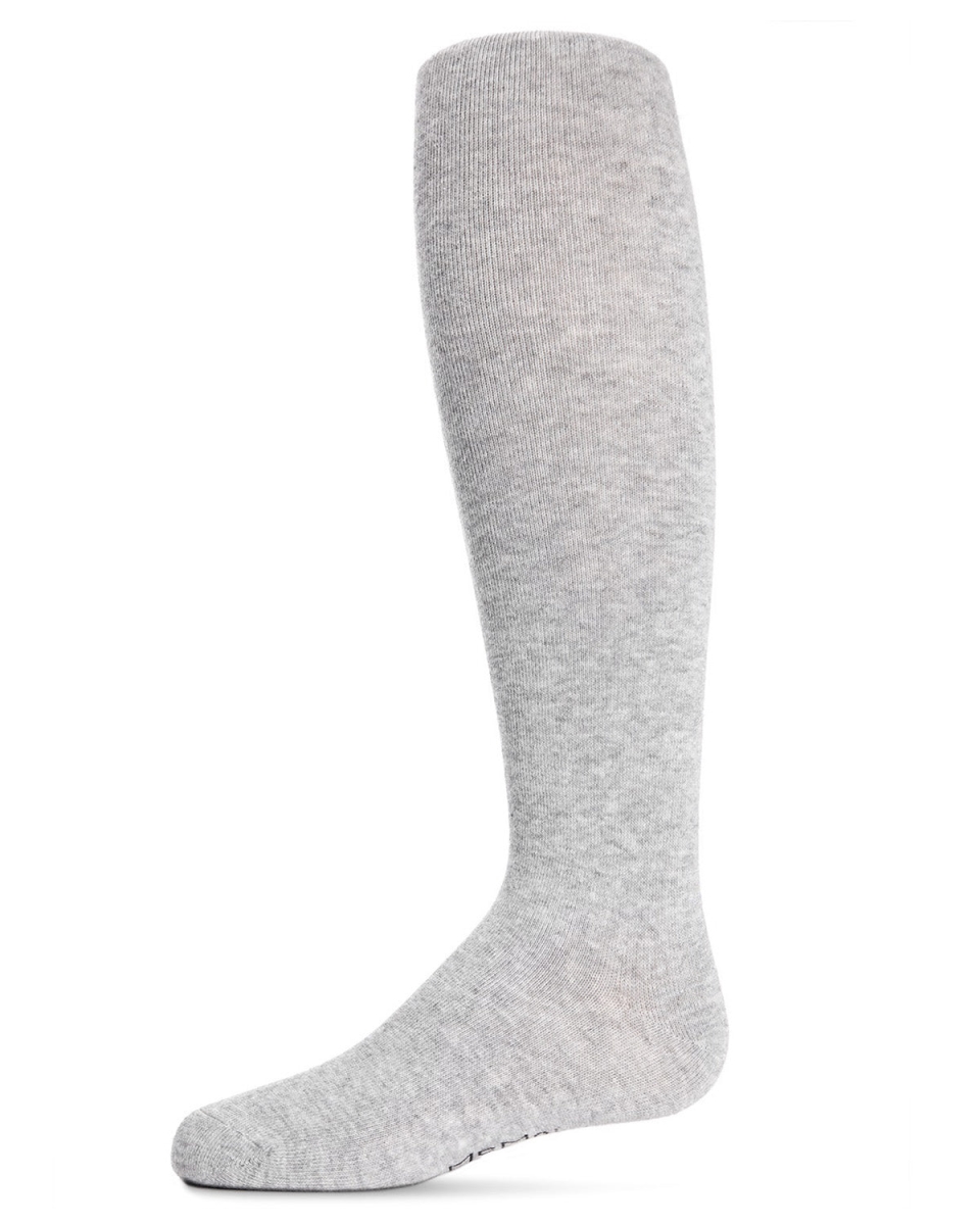Baby and Toddler Girls Opaque Cotton-Rich Mini-Ribbed Sweater Tights - Light Gray Heather / 6-12