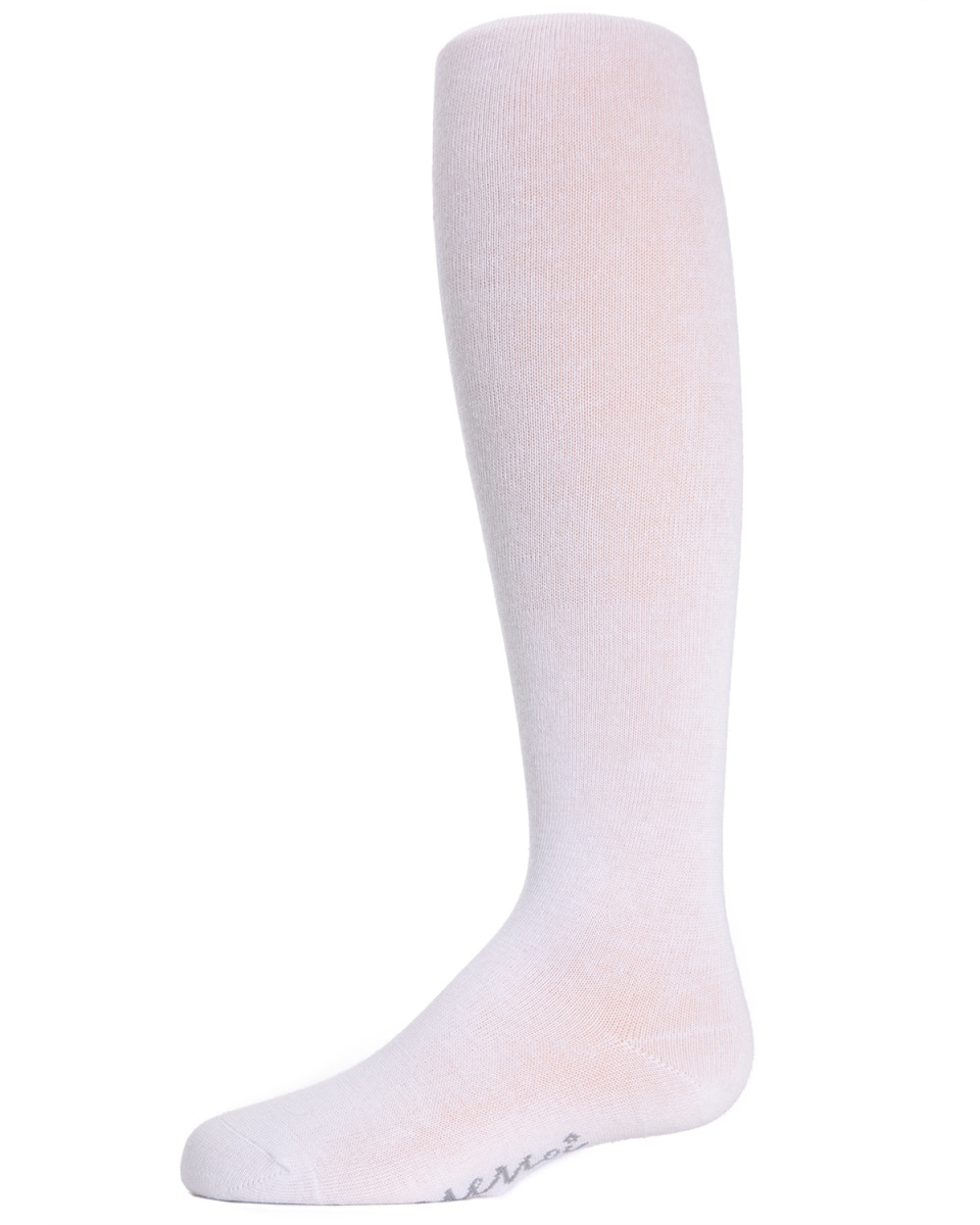 Baby and Toddler Girls Opaque Cotton-Rich Mini-Ribbed Sweater Tights - White / 6-12