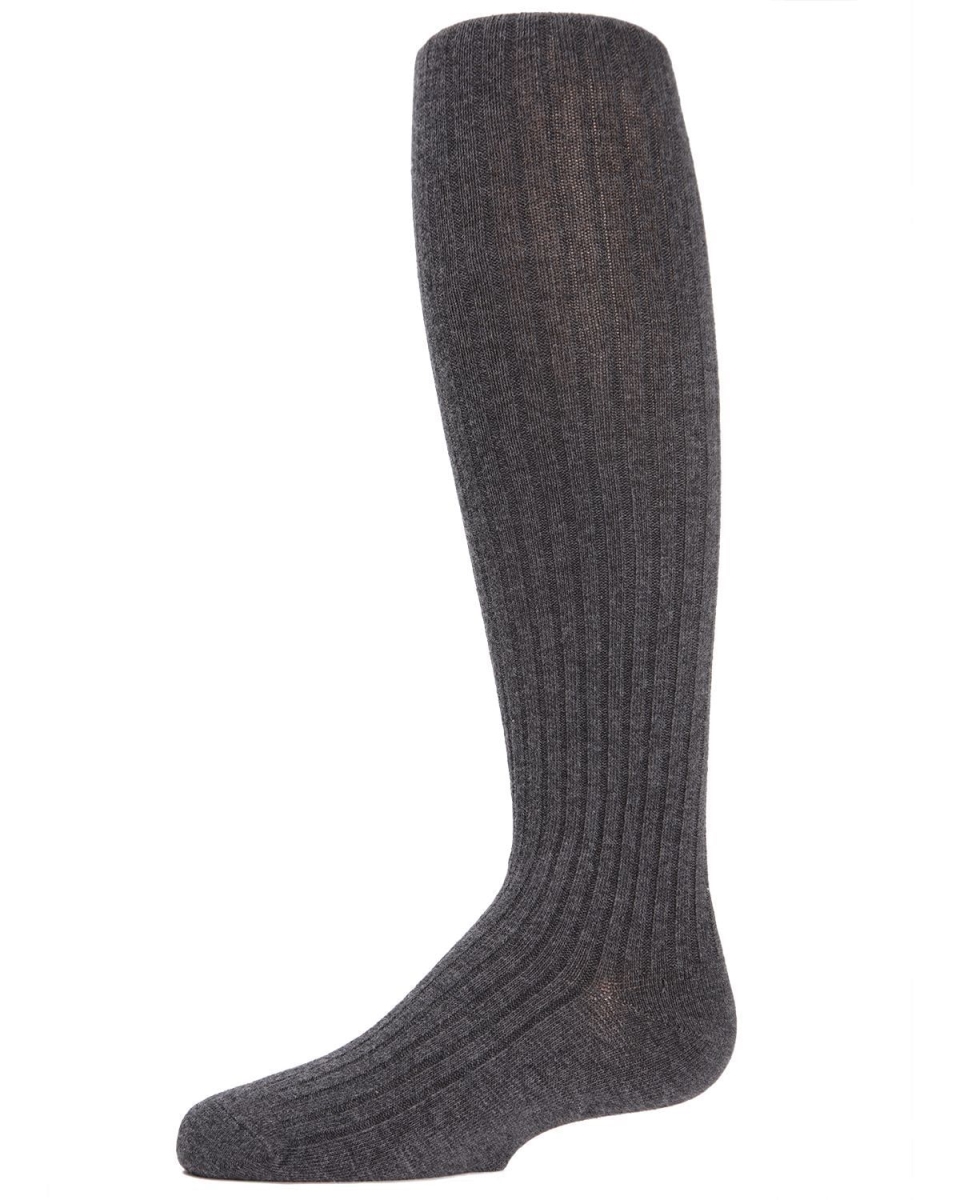 Infant Classic Ribbed Cotton Blend Opaque Tights - Charcoal / 0-6 Months