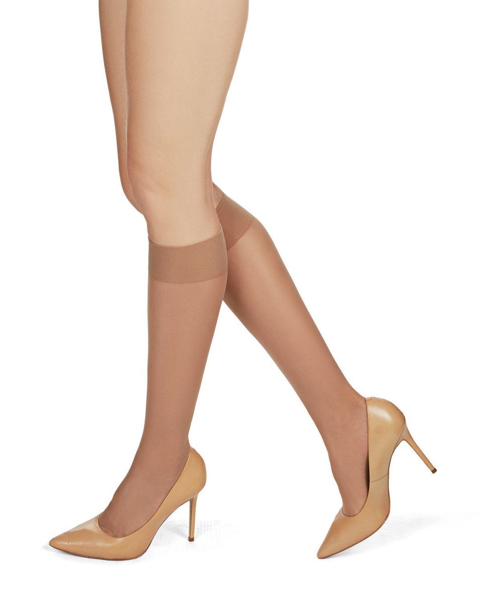 MS-737-27001-OS Completely Opaque Knee High Socks for Womens, Honey - One Size