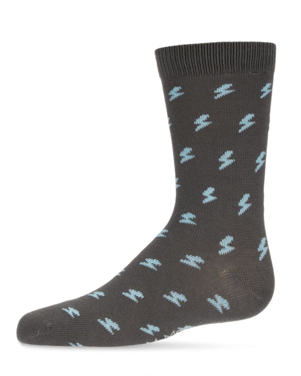 MK-156-02004-89 Lightning Bolt Boys Crew Socks, Gray - Size 8-9 -  Memoi