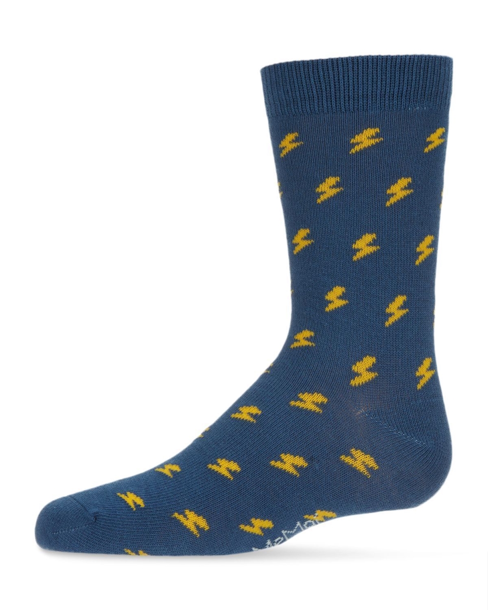 MK-156-40000-78 Lightning Bolt Boys Crew Socks, Blue - Size 7-8 -  Memoi