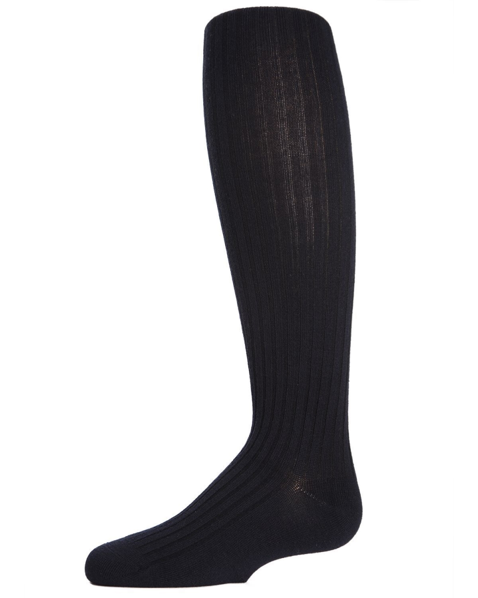 Ribbed Cotton Girls Sweater Tights Navy - Size 14