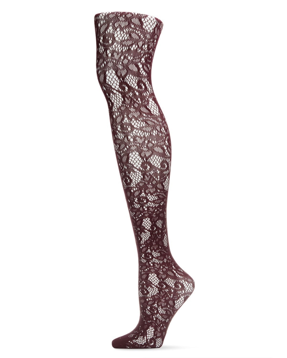 Picture of Memoi MF3-161-98610-M-L Artistic Garden Net Tights for Womens, Fig - Medium-Large