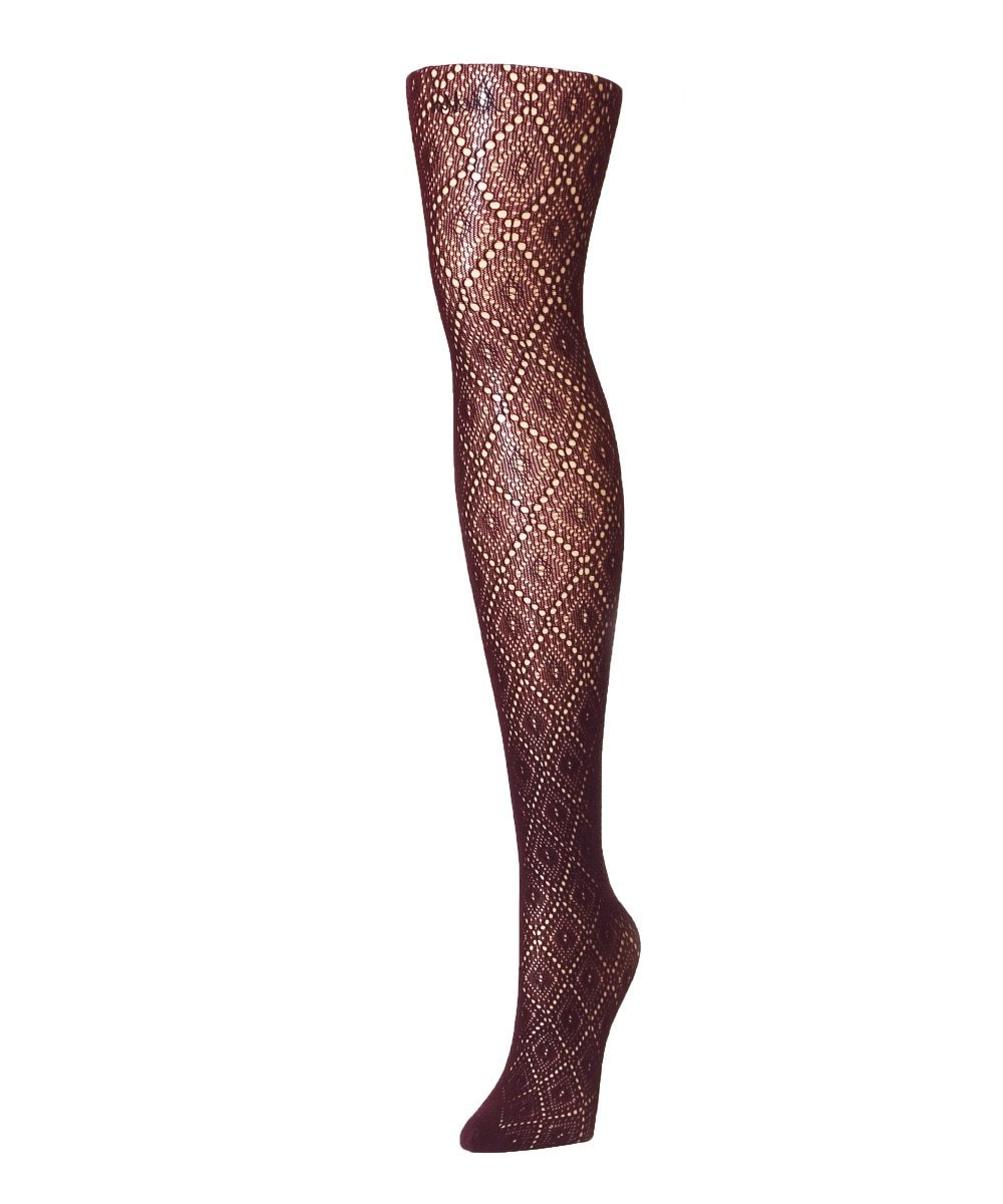 Picture of Memoi MF3-165-98610-S-M Framed Diamonds Net Tights for Womens, Fig - Small-Medium