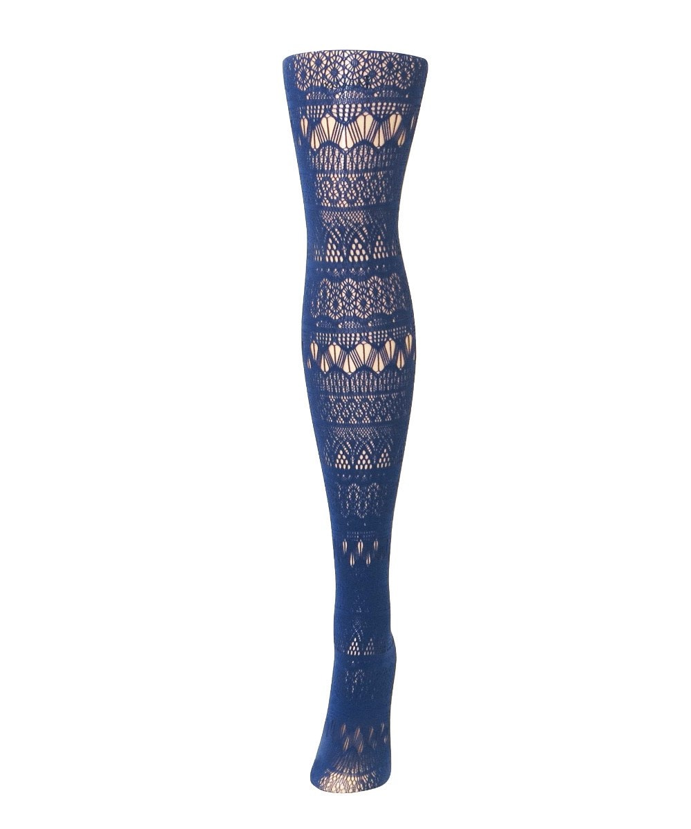 Picture of Memoi MF3-166-41001-M-L Chic Infinity Net Tights for Womens, Poseidon - Medium-Large