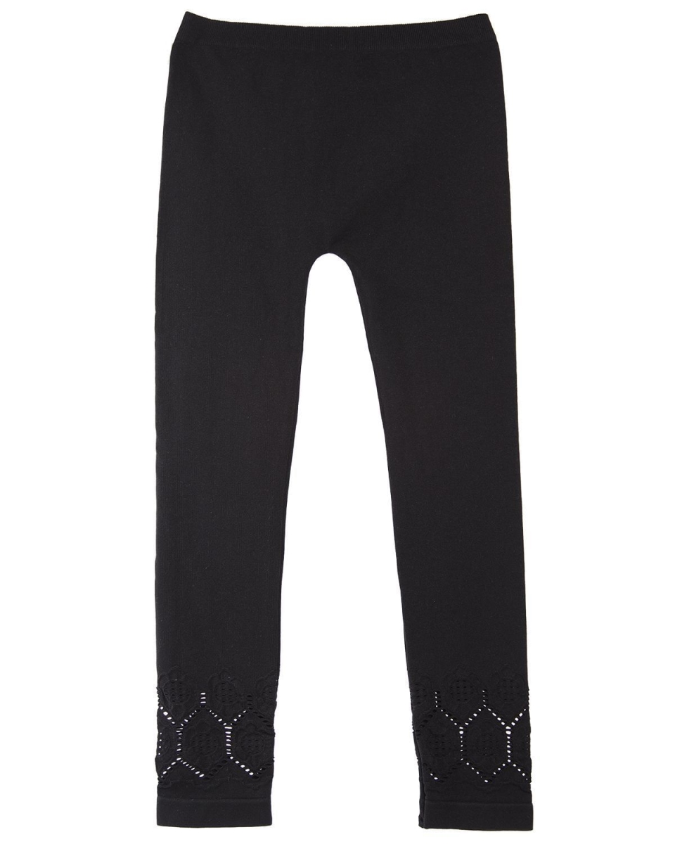 MKB-002-00001-2-4 Lovely Lace Seamless Girls Leggings, Black - Size 2-4
