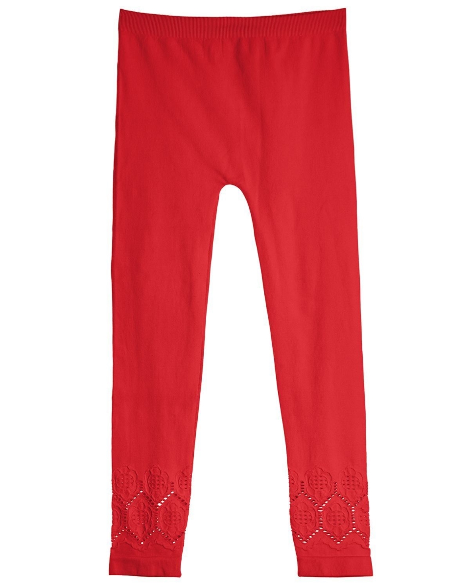 MKB-002-62009-12-14 Lovely Lace Seamless Girls Leggings, Red - Size 12-14