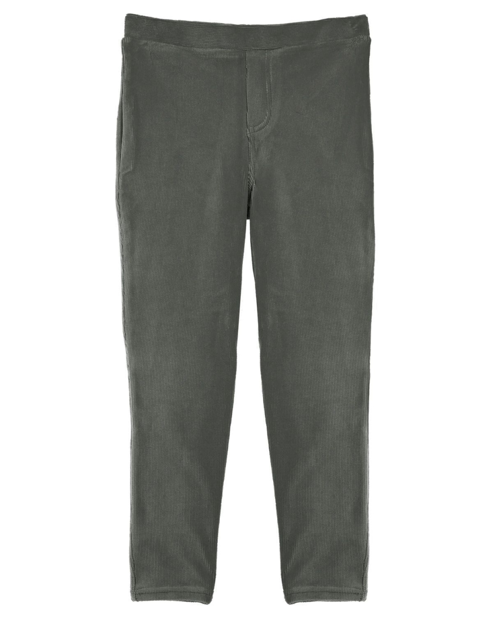 Girls' Thin Ribbed Comfort Stretch Cotton Blend Leggings - Gray / 2-4