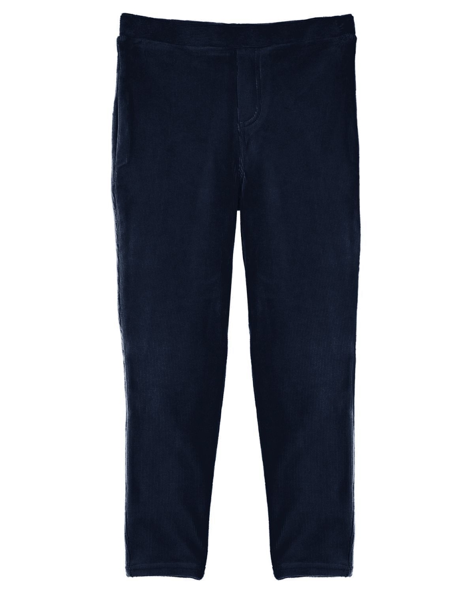 Girls' Thin Ribbed Comfort Stretch Cotton Blend Leggings - Navy / 4-6
