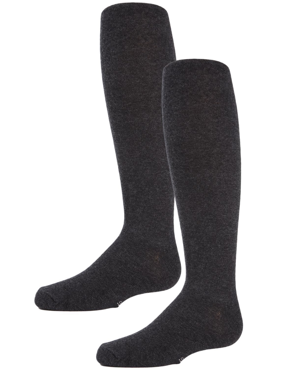 MKB-314-01002-2 Girls Essentials Cotton Tights, Charcoal - Size 2 - Pack of 2