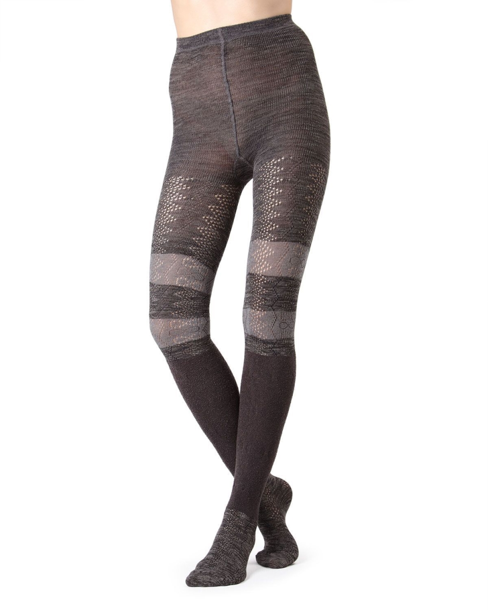 LF5-106-02206-M-L Stripe Slouch Sweater Tights for Womens, Dark Gray - Medium-Large