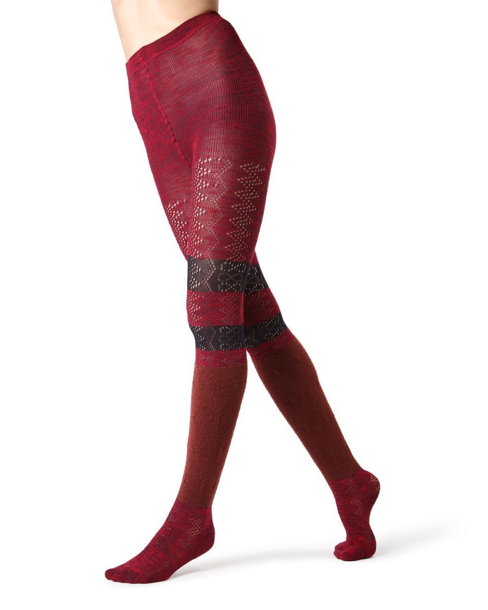 LF5-106-62009-S-M Stripe Slouch Sweater Tights for Womens, Red - Small-Medium