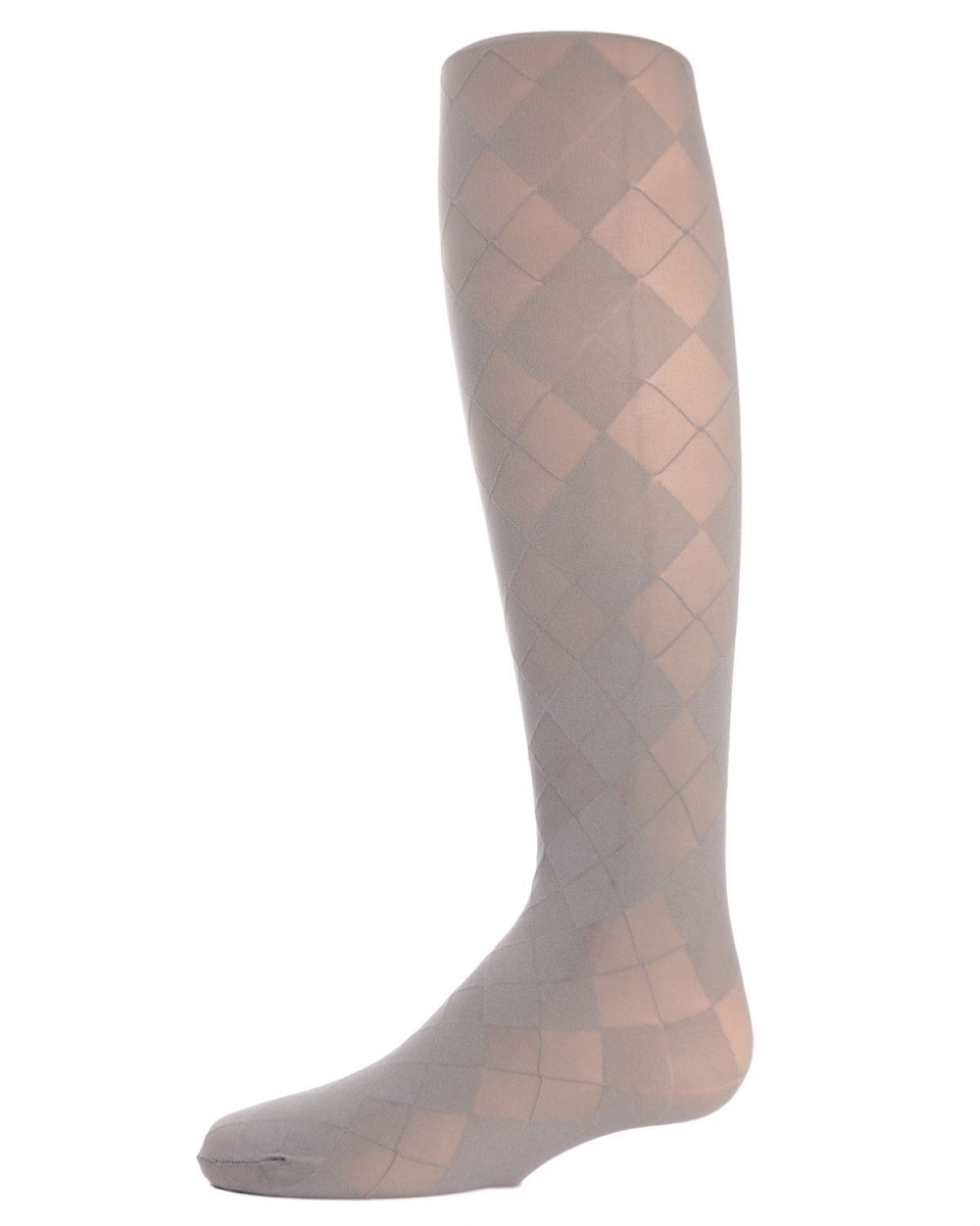 MK-308-06018-2-4 Girls Sheer Argyle Tights, Light Gray - Size 2-4