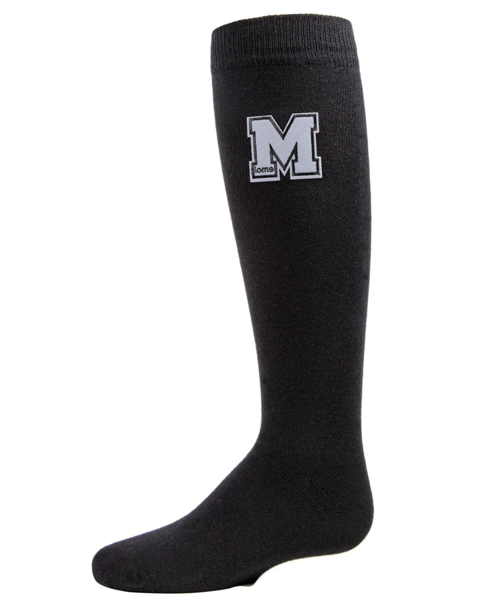 Varsity Knee High Girls Socks Black - Size 8
